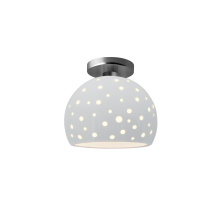 Justice Design Group CER-6357-WHT-NCKL-LED1-700 - Perforated Small Globe Semi-Flush