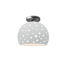 Justice Design Group CER-6359-WHT-NCKL-LED1-700 - Perforated Medium Globe Semi-Flush
