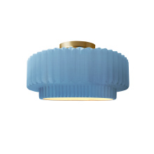 Justice Design Group CER-6370-SKBL-BRSS - Small Tier Pleated Semi-Flush