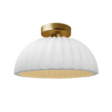 Justice Design Group CER-6623-BIS-BRSS-LED1-700 - Pleated Dome Semi-Flush