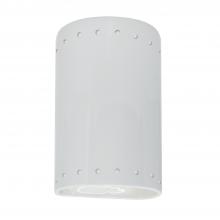 Justice Design Group CER-0990W-WTWT-LED1-1000 - Small LED Cylinder w/ Perfs - Closed Top (Outdoor)